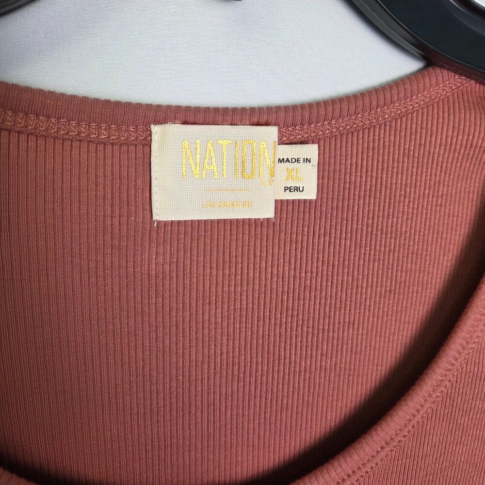Nation LTD Ruched Short Sleeve Tee in Rust - Picture 6 of 7